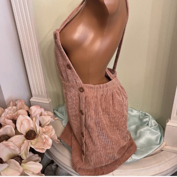 Stylish Pink Corduroy Kids Dress - Picture 3 of 4